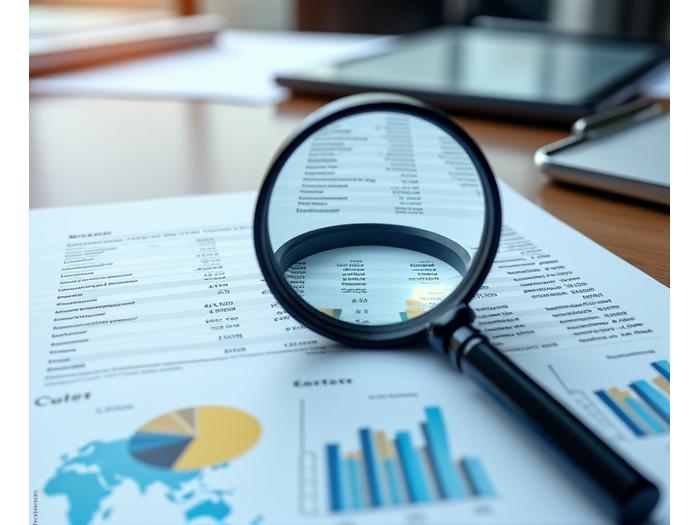 Illustration stylisée d'un processus de due diligence, avec une loupe examinant des documents financiers, entourée de logos de fonds partenaires et d'indicateurs de performance.
