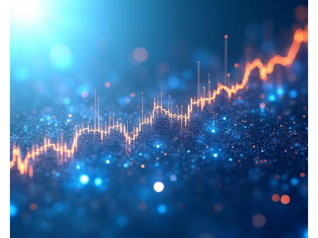 Illustration abstraite représentant la fusion du private equity et de la liquidité à travers des graphiques financiers modernes et des symboles de croissance interconnectés.