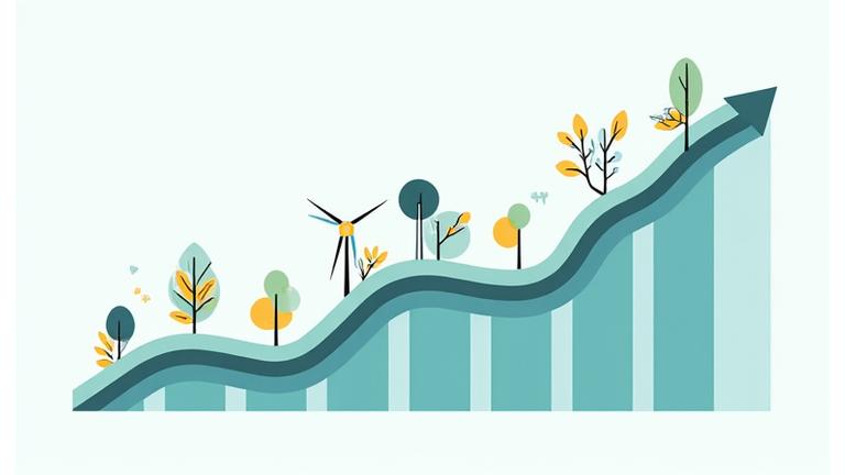 Infographie illustrant la croissance des investissements ESG et leur impact positif, avec des symboles de progrès et de durabilité.