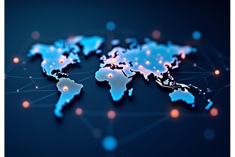 Réseau mondial de professionnels connectés symbolisant l'expertise internationale d'Advisantix Investissements